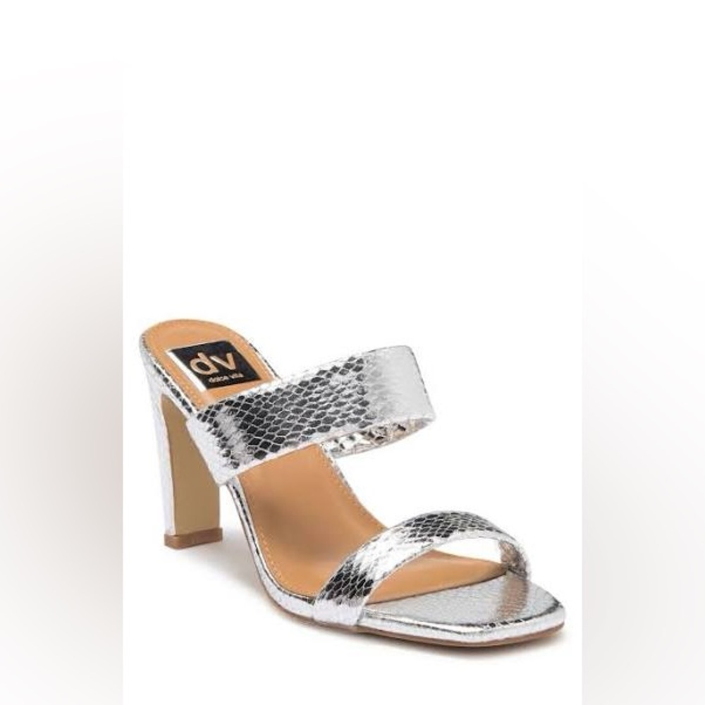 Dolce Vita NWT selsta Silver Snake Print Heeled mule Sandals - size 6